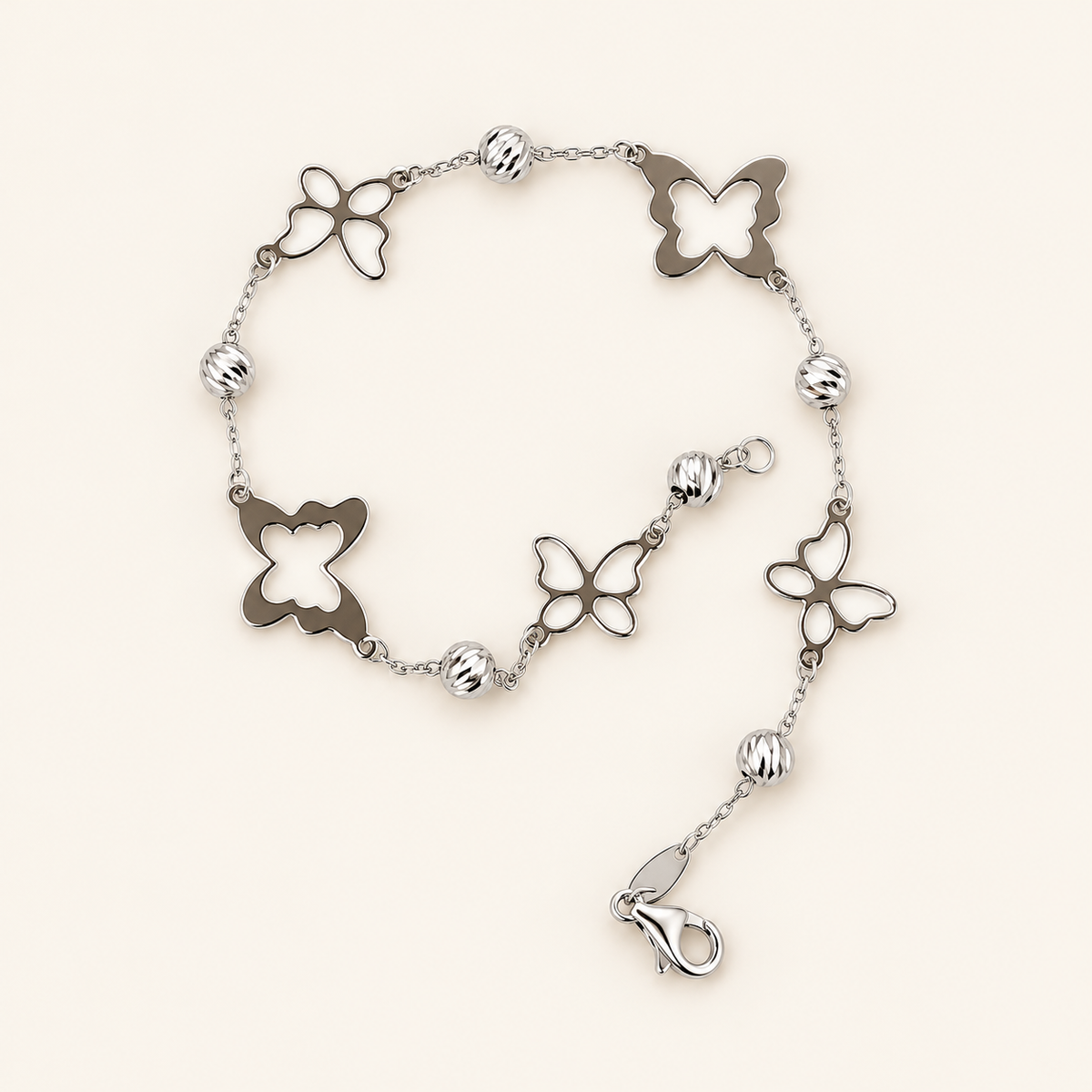 10K Gold Butterfly-and-Bead Bracelet — view 3
