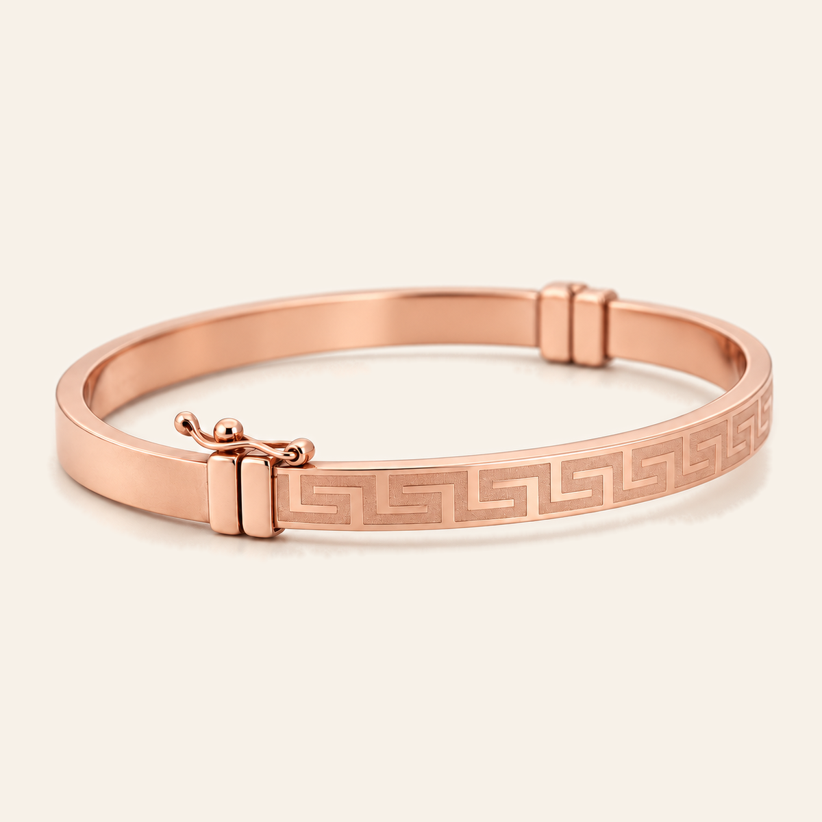 10K Gold Greek-Key Bangle — Rose Gold, view 5