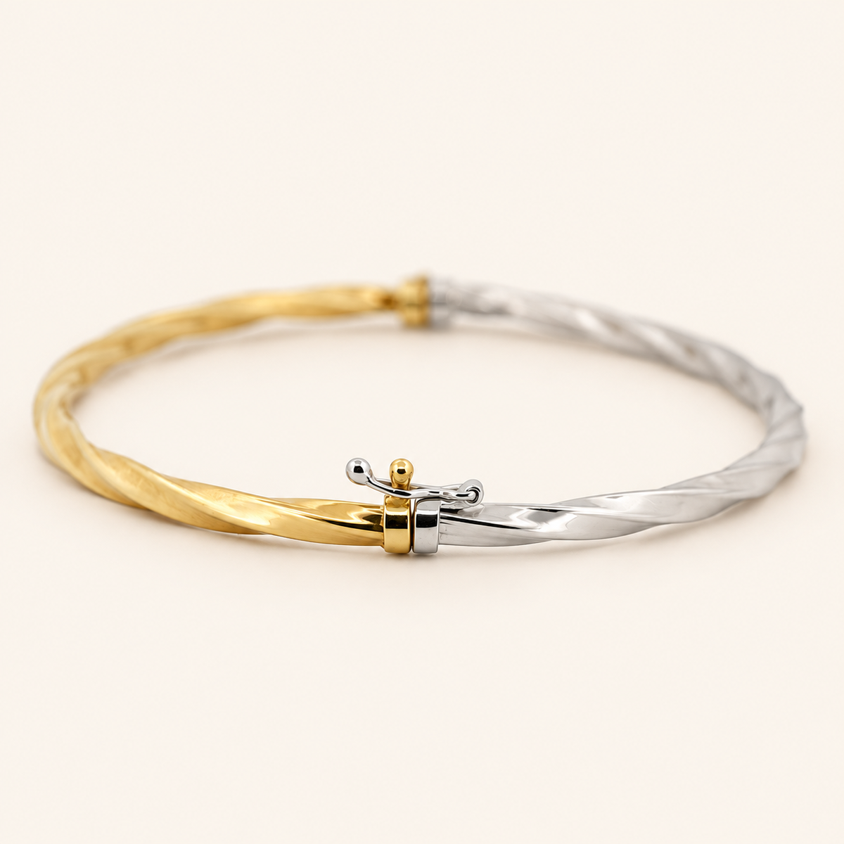 10K Gold Twisted Bangle — Two-Tone, view 2