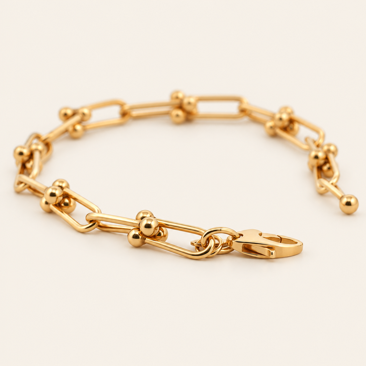 10K Gold Bar-Link Bracelet with Bead Connectors — view 3