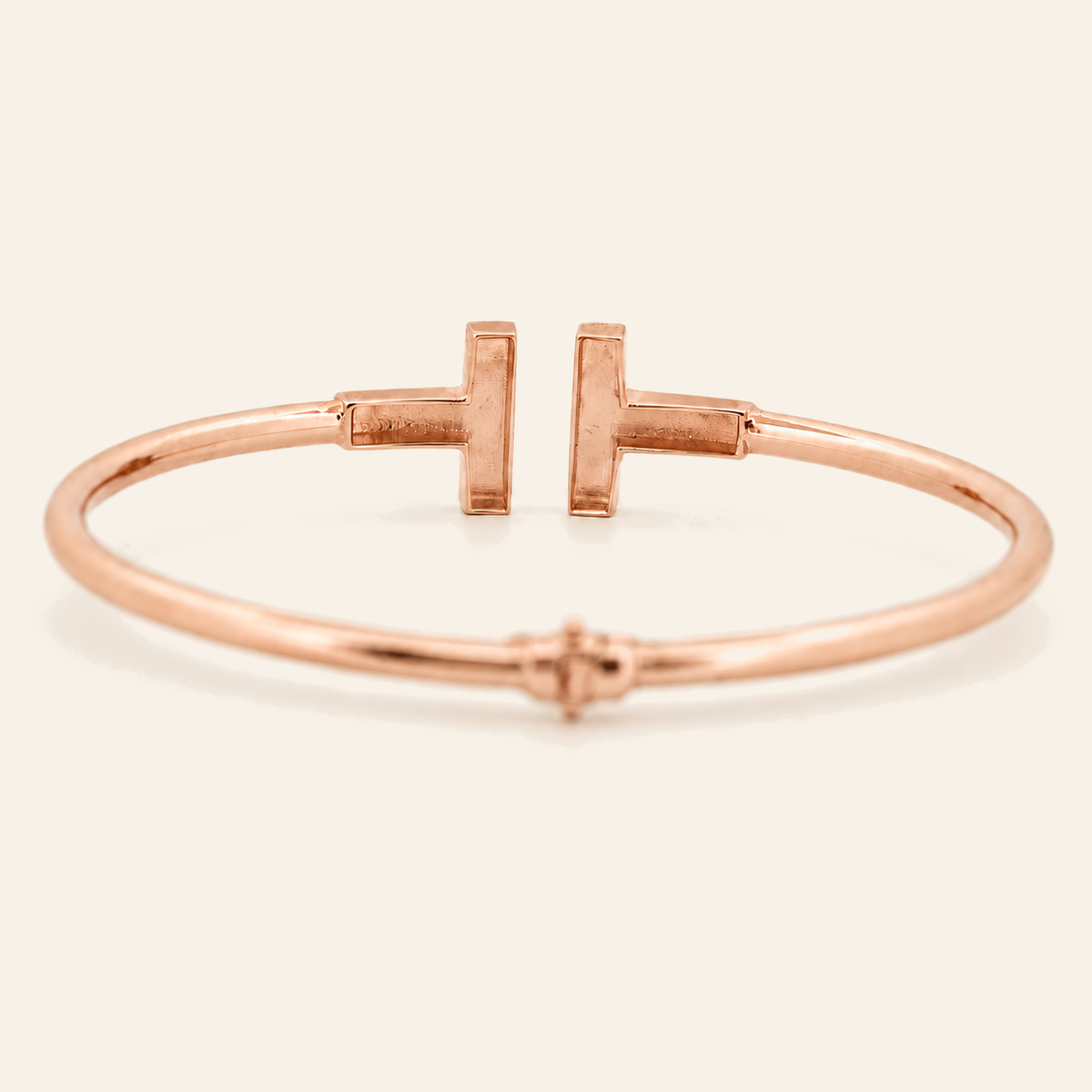 10K Gold Geometric Bar-End Bangle — Rose Gold, view 3