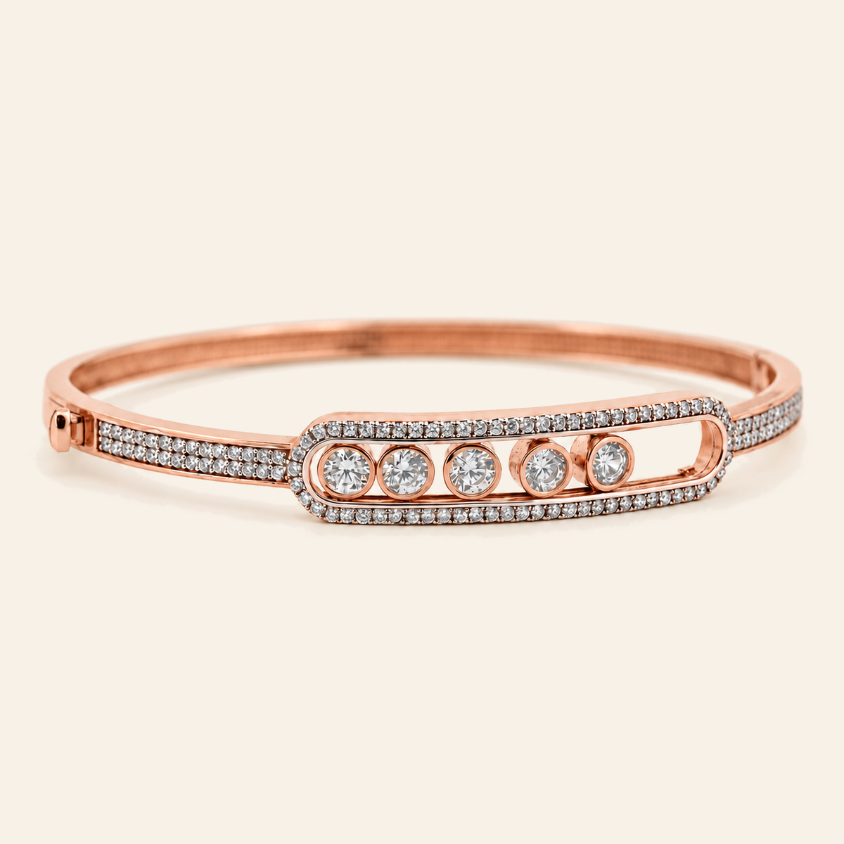 10K Gold Curved Stone-Set Bangle — Rose Gold, view 4