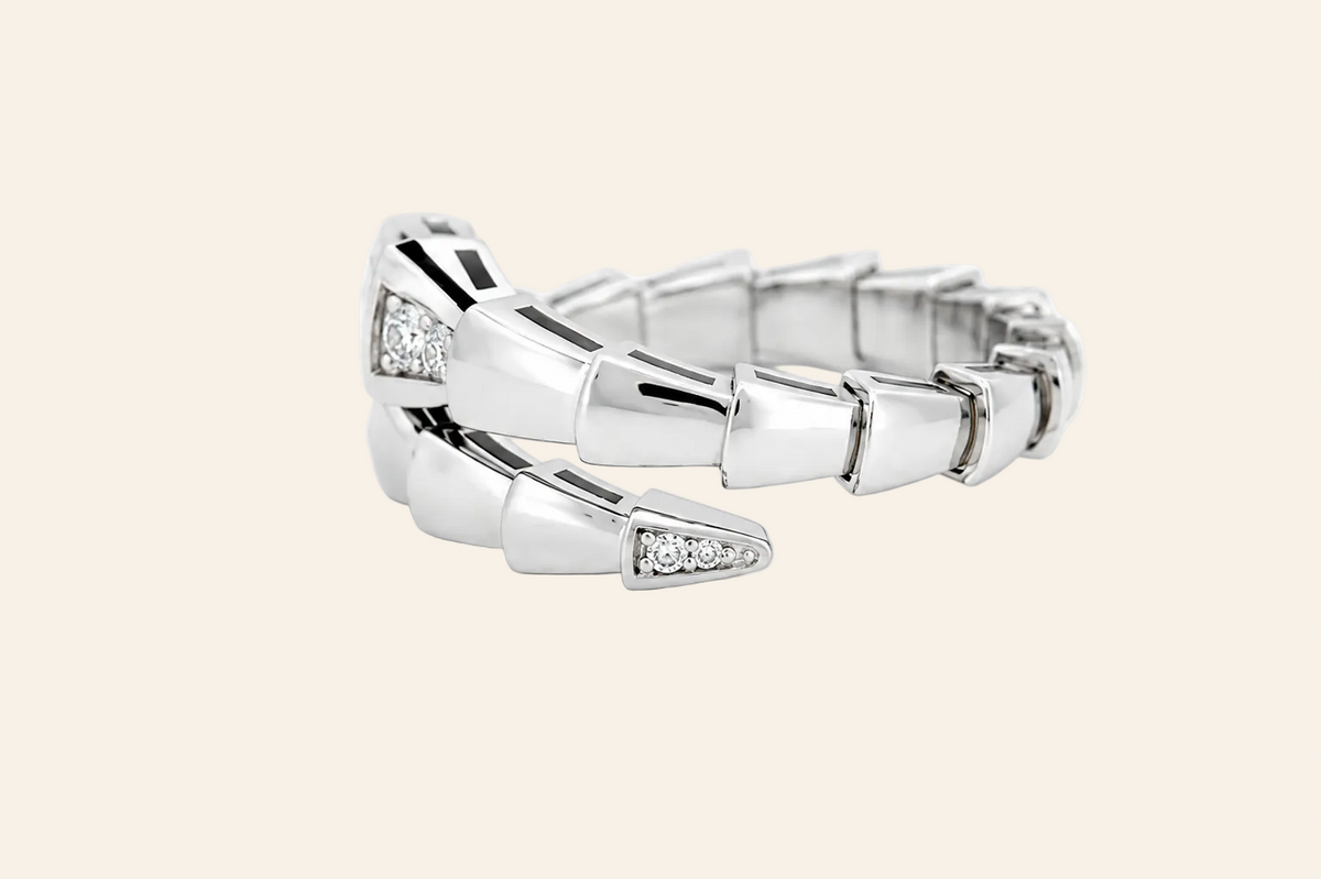 18K Gold Diamond Snake Ring