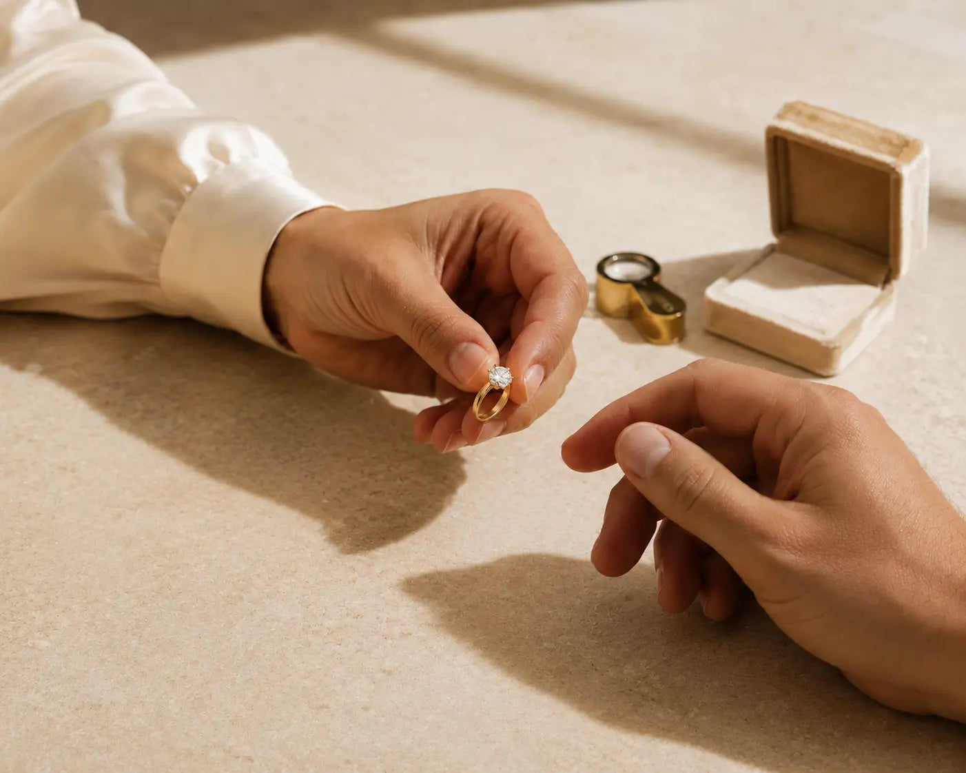 Private engagement ring consultation at a jewelry counter