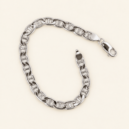 10K Gold Mariner-Link Bracelet — White Gold