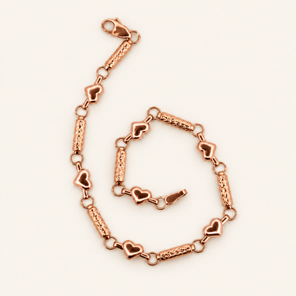 10K Gold Heart-and-Bar Bracelet — Rose Gold
