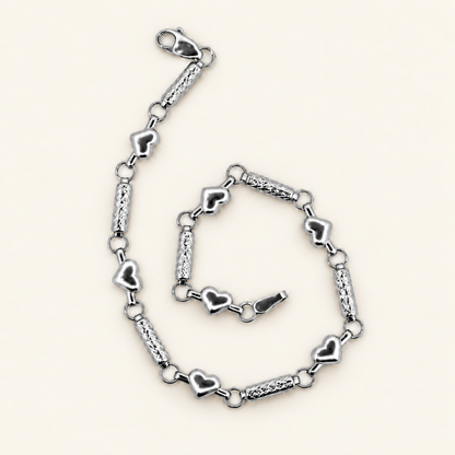 10K Gold Heart-and-Bar Bracelet — White Gold
