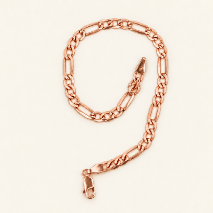 10K Gold Figaro-Link Bracelet — Rose Gold