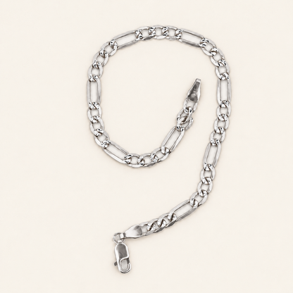 10K Gold Figaro-Link Bracelet — White Gold