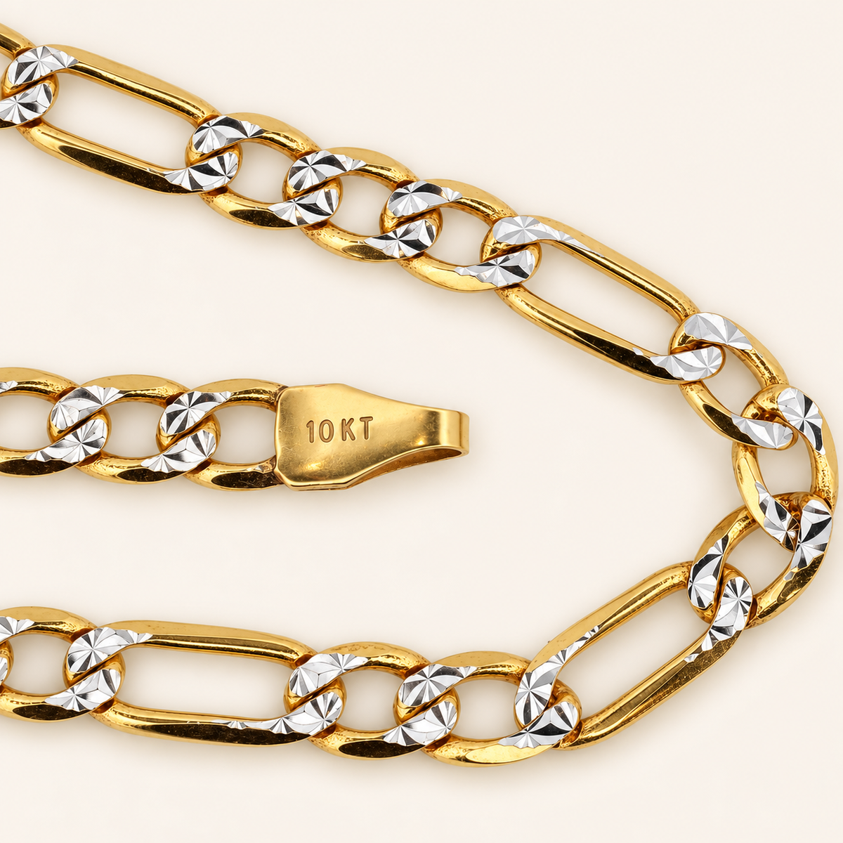 10K Gold Two-Tone Figaro-Link Bracelet — view 1