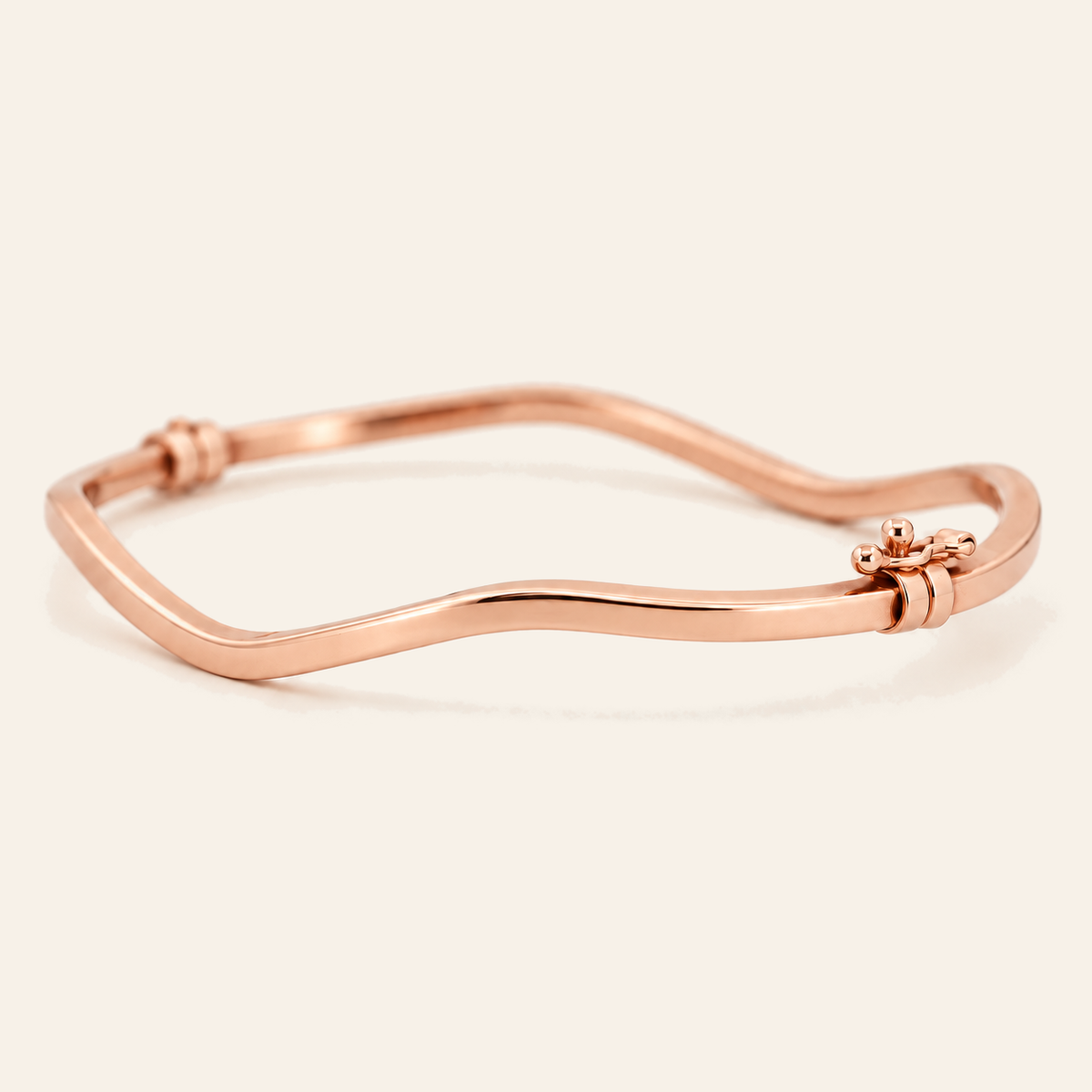 10K Gold Sculptural Wave Bangle — Rose Gold, view 1
