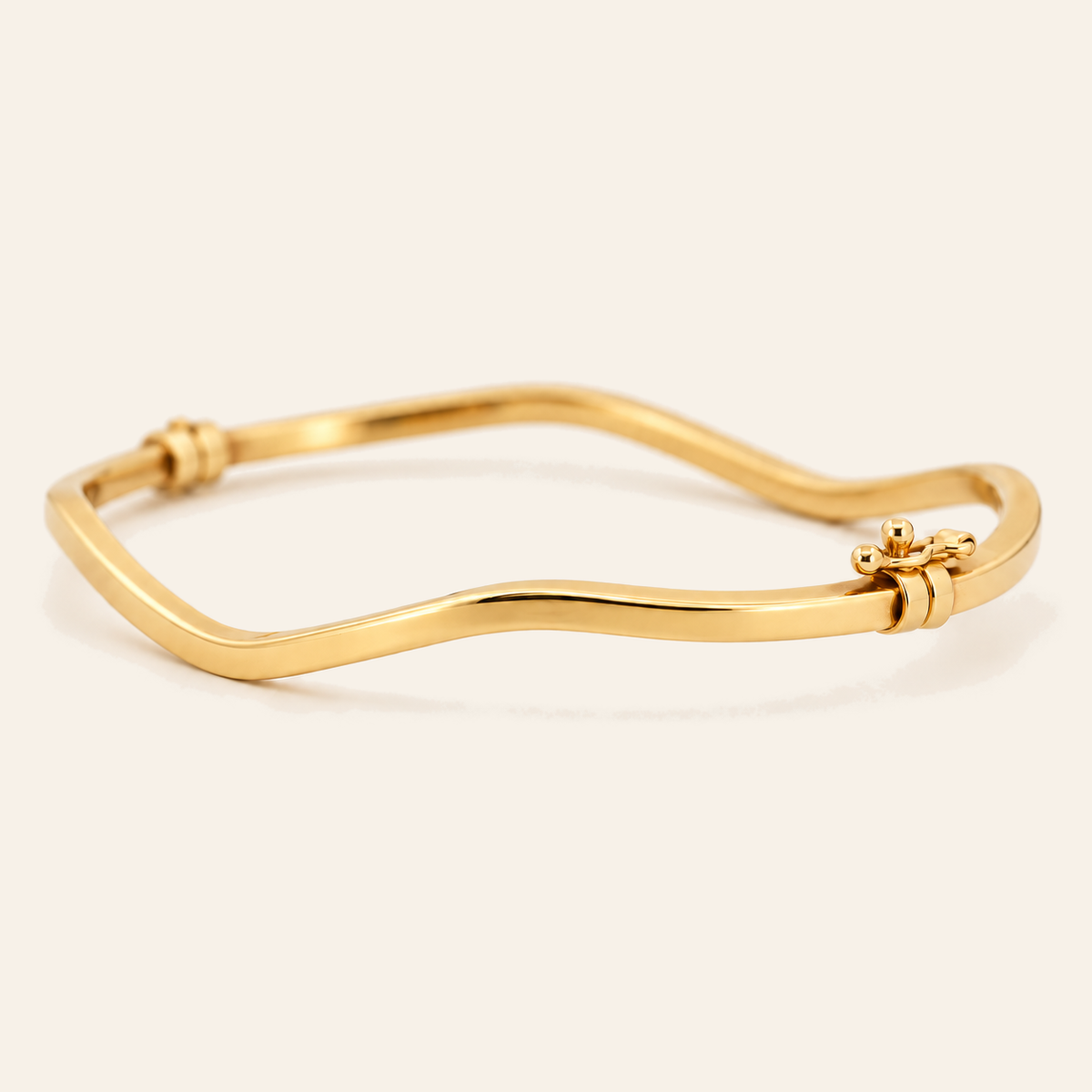 10K Gold Sculptural Wave Bangle — Yellow Gold, view 1