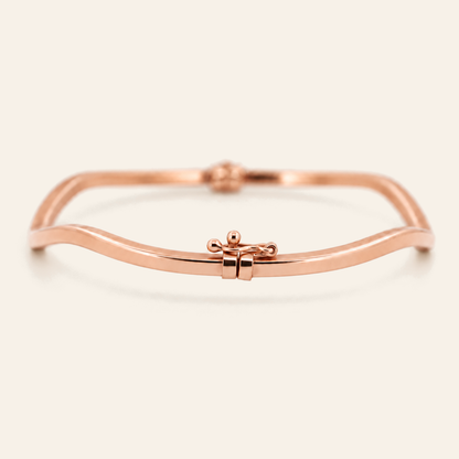 10K Gold Sculptural Wave Bangle — Rose Gold, view 2