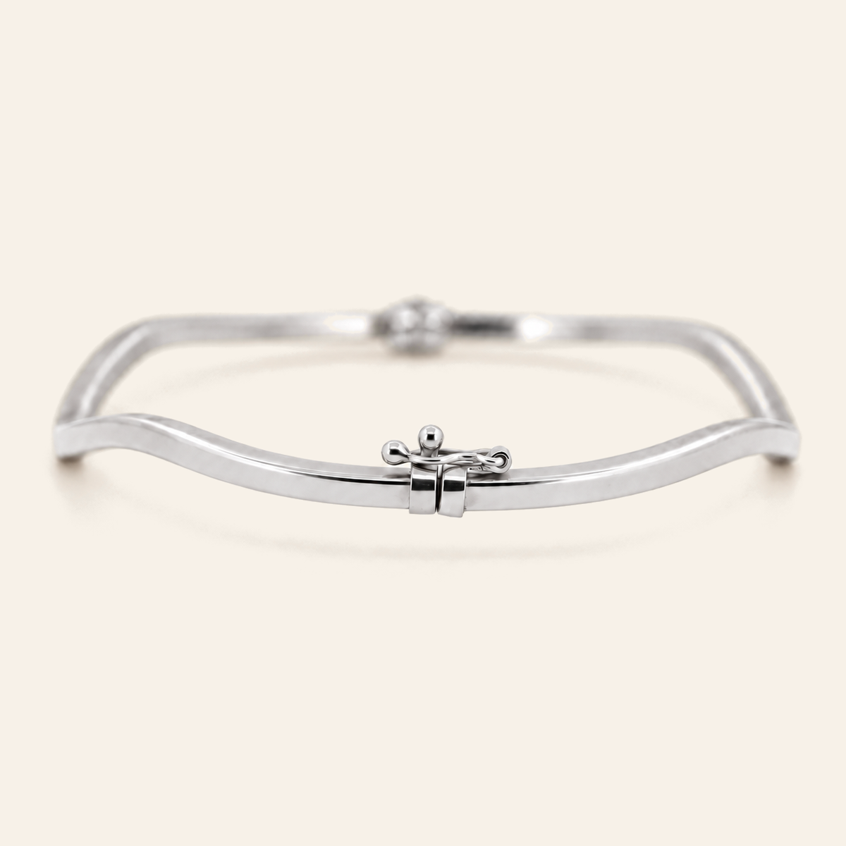 10K Gold Sculptural Wave Bangle — White Gold, view 2