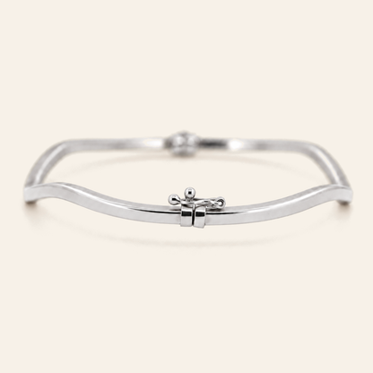 10K Gold Sculptural Wave Bangle — White Gold, view 2