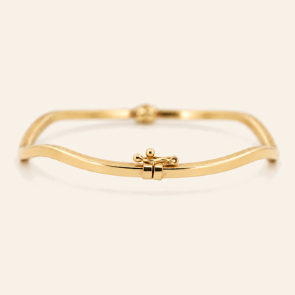 10K Gold Sculptural Wave Bangle — Yellow Gold, view 2