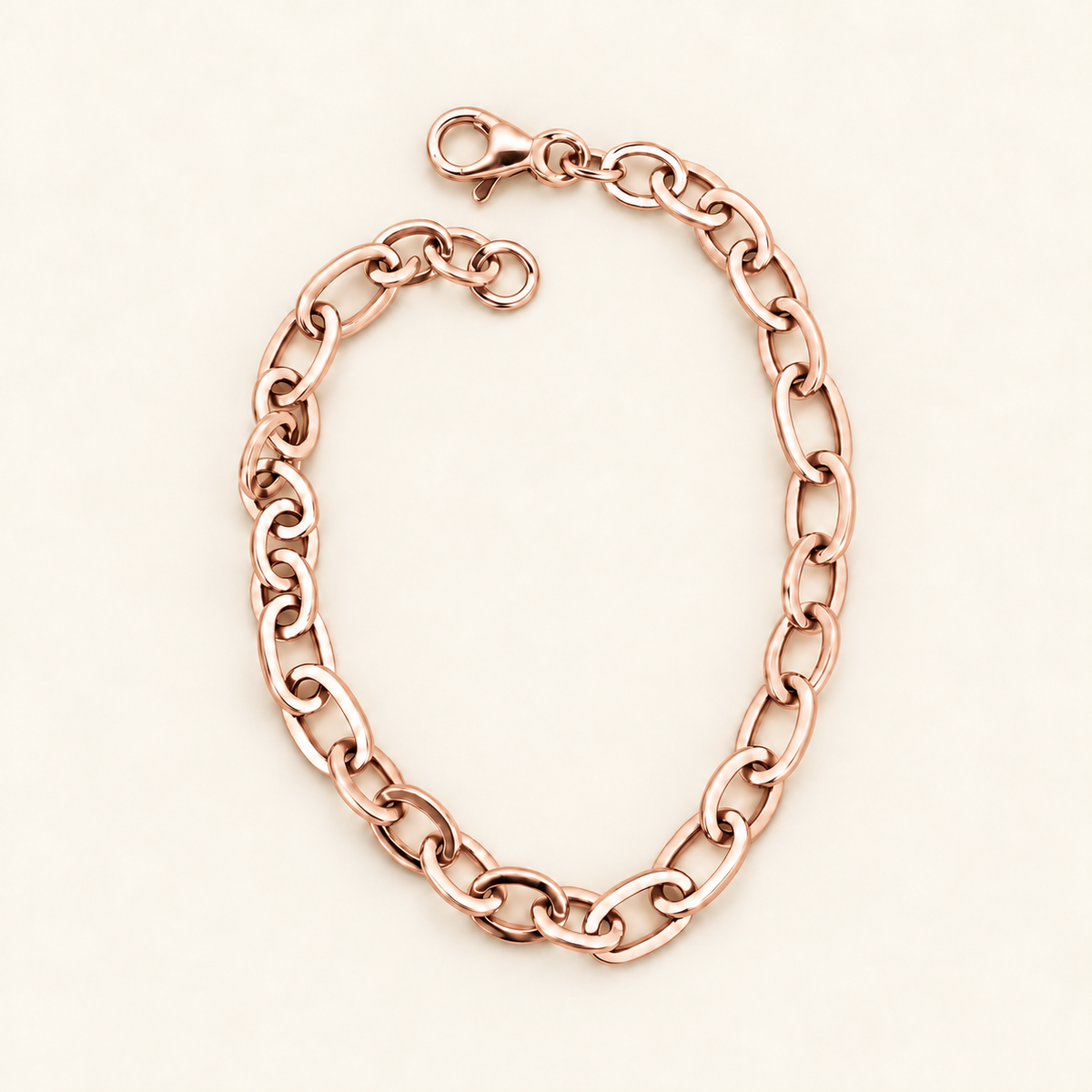 10K Gold Paired Oval-Link Bracelet — Rose Gold