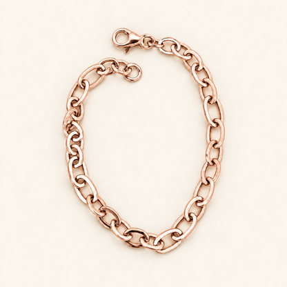 10K Gold Paired Oval-Link Bracelet — Rose Gold
