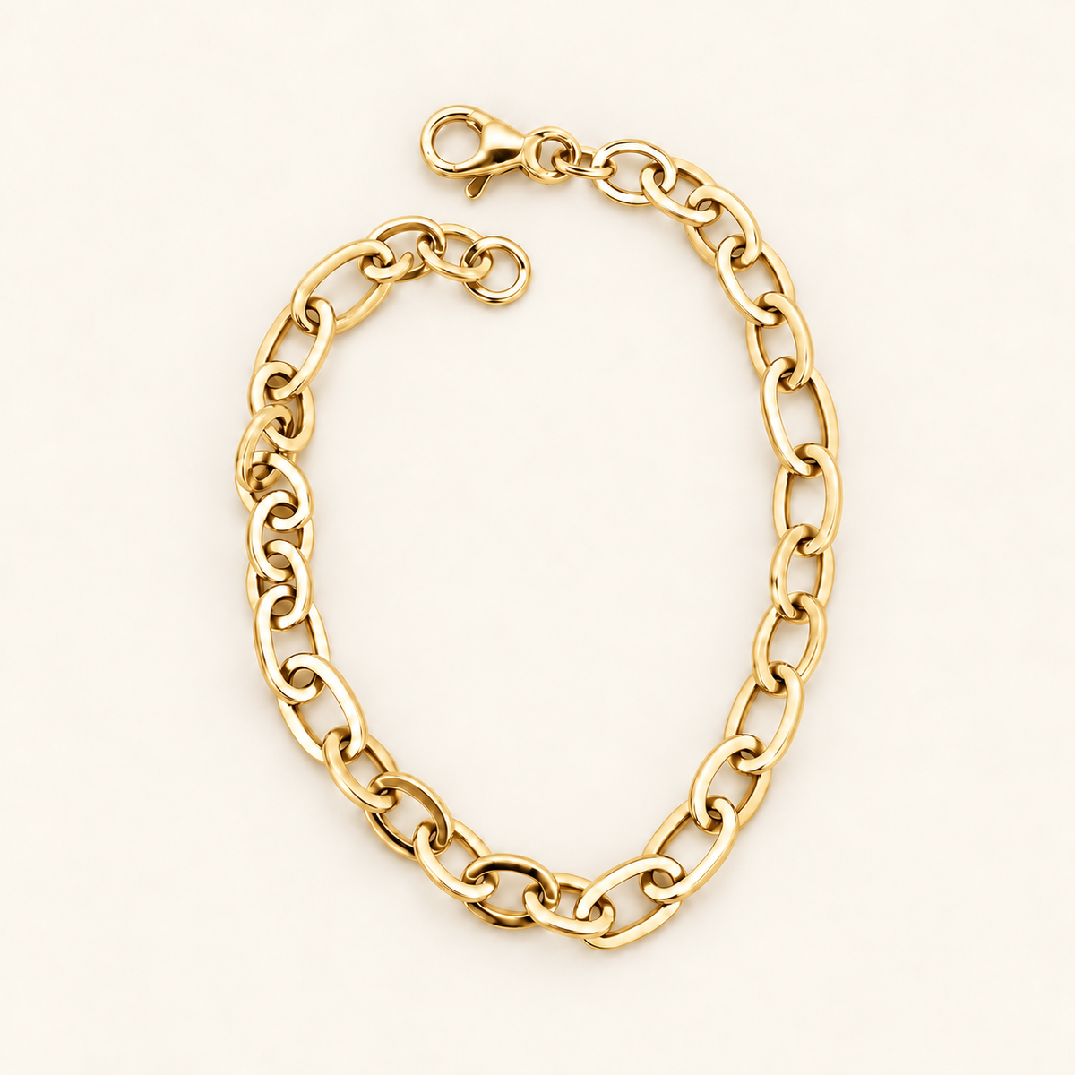 10K Gold Paired Oval-Link Bracelet — Yellow Gold