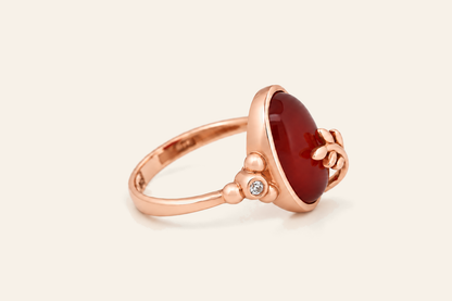 18K Gold 5.00 ct Natural Agate Ring