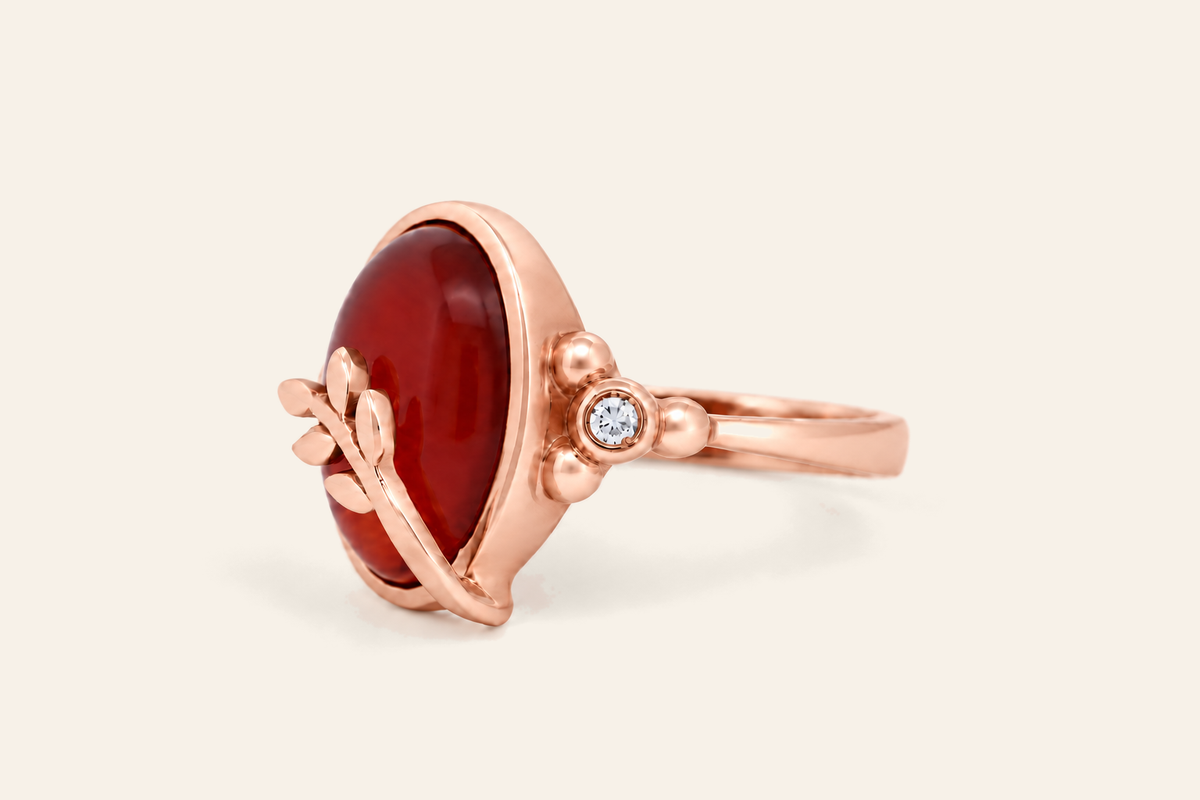 18K Gold 5.00 ct Natural Agate Ring