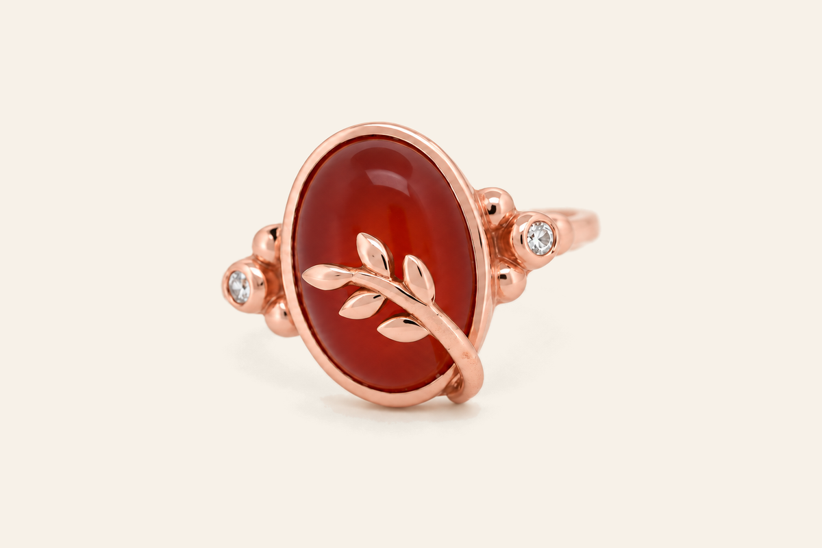 18K Gold 5.00 ct Natural Agate Ring
