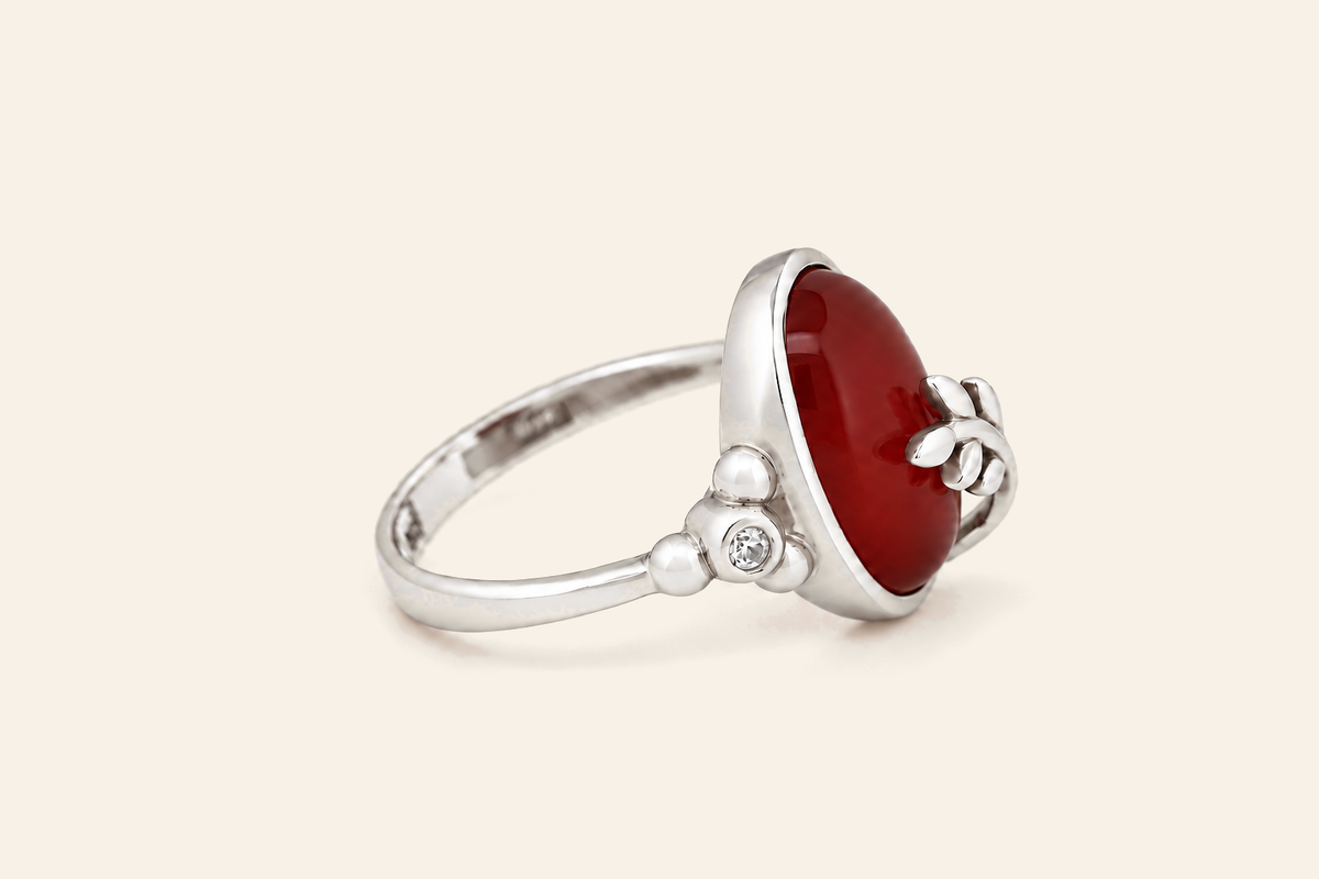 18K Gold 5.00 ct Natural Agate Ring