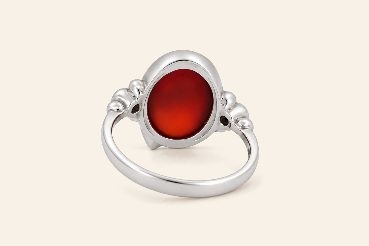 18K Gold 5.00 ct Natural Agate Ring