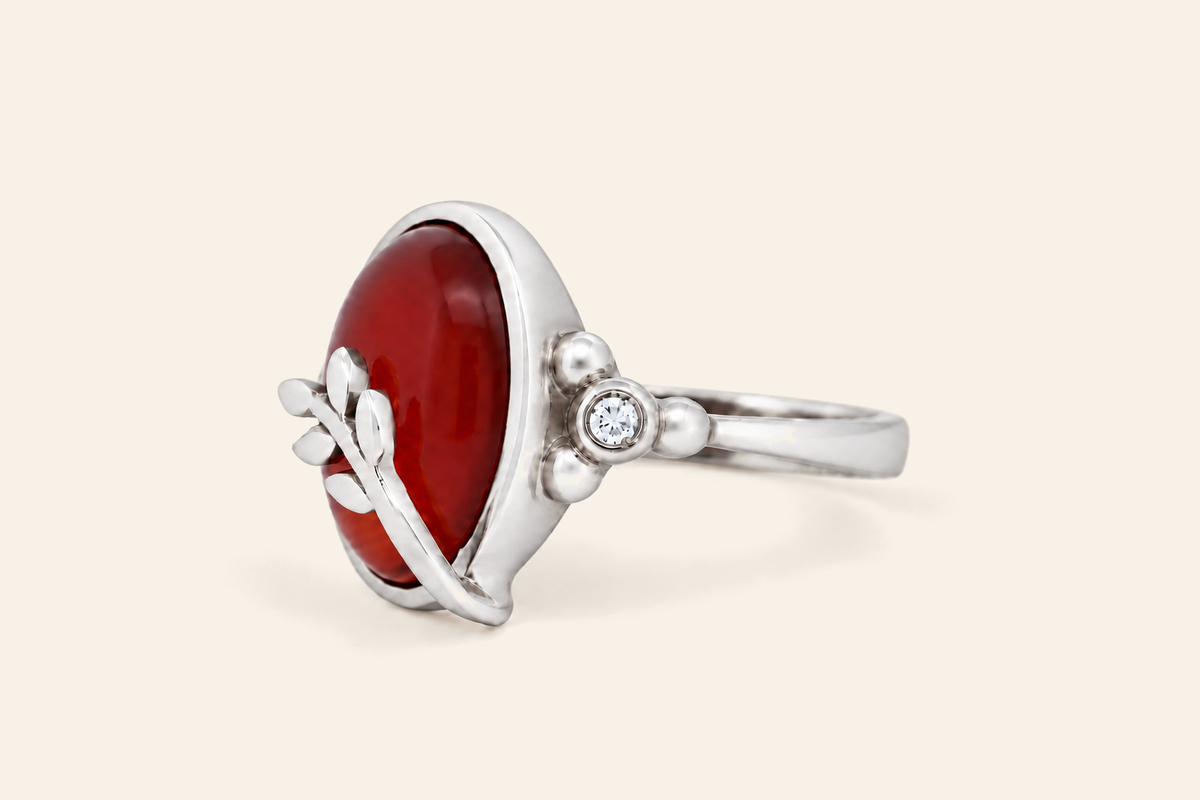 18K Gold 5.00 ct Natural Agate Ring