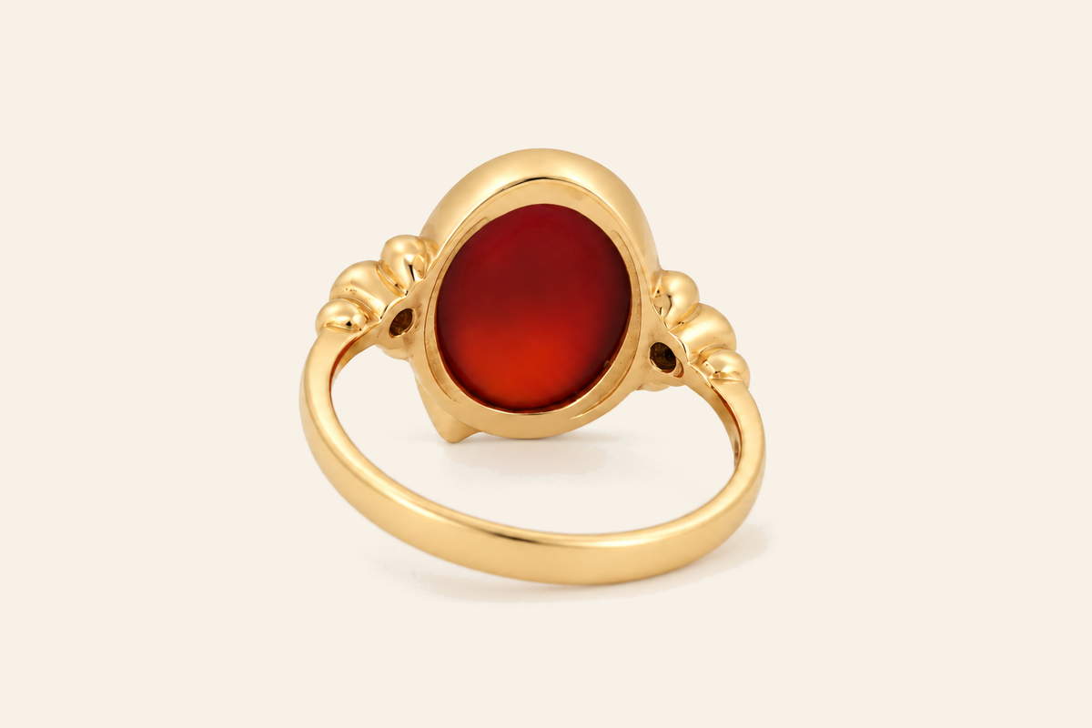 18K Gold 5.00 ct Natural Agate Ring