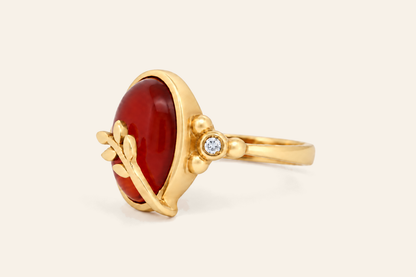 18K Gold 5.00 ct Natural Agate Ring
