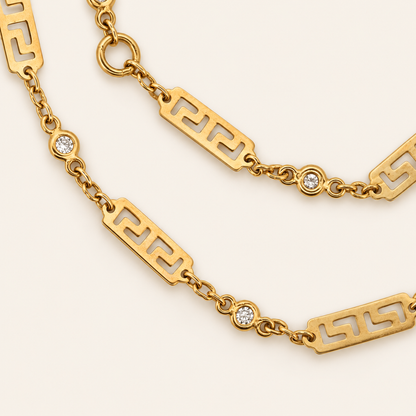 10K Gold Greek-Key Station Anklet — view 2