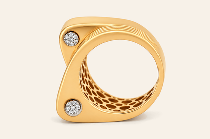 18K Gold Sculptural Crossover Ring