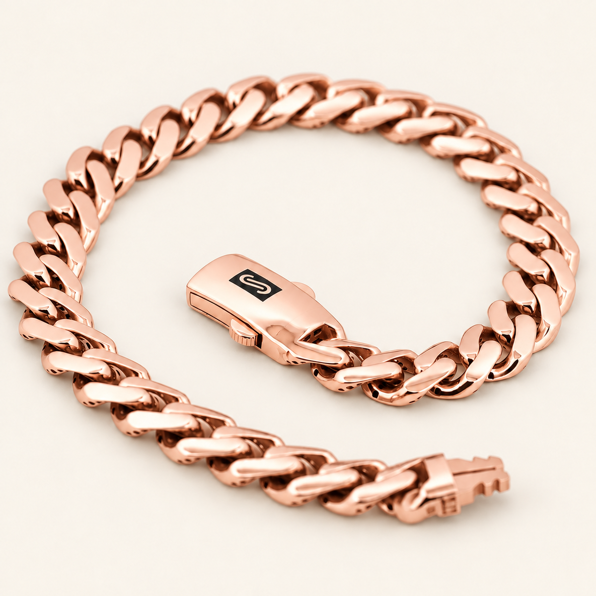 10K Gold Curb-Link Bracelet with Box Clasp — Rose Gold