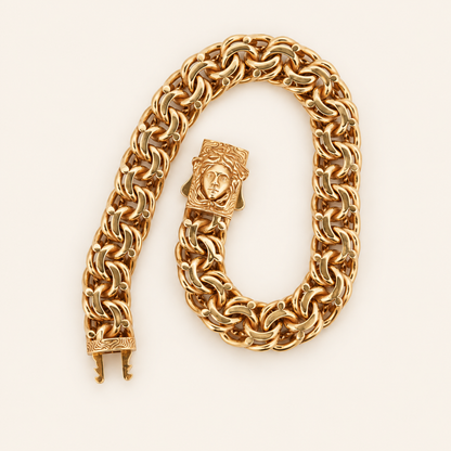 10K Gold Byzantine-Link Bracelet with Sculpted Clasp — Yellow Gold