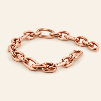 18K Gold Alternating Link Bracelet — Rose Gold, view 1