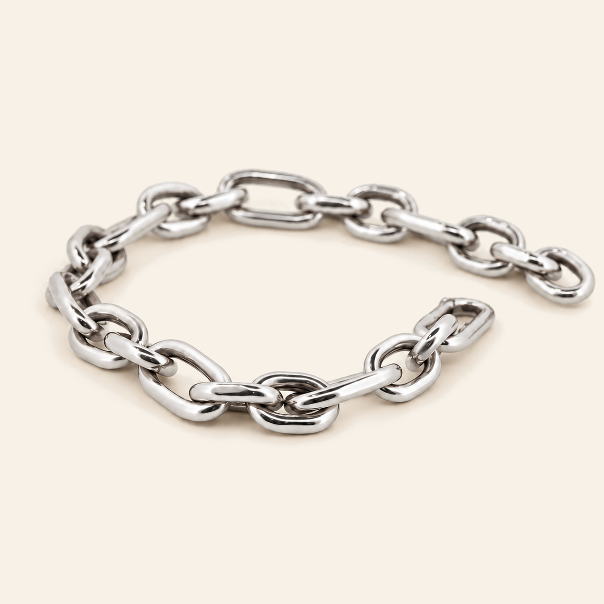 18K Gold Alternating Link Bracelet — White Gold, view 1