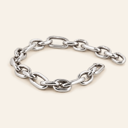 18K Gold Alternating Link Bracelet — White Gold, view 1