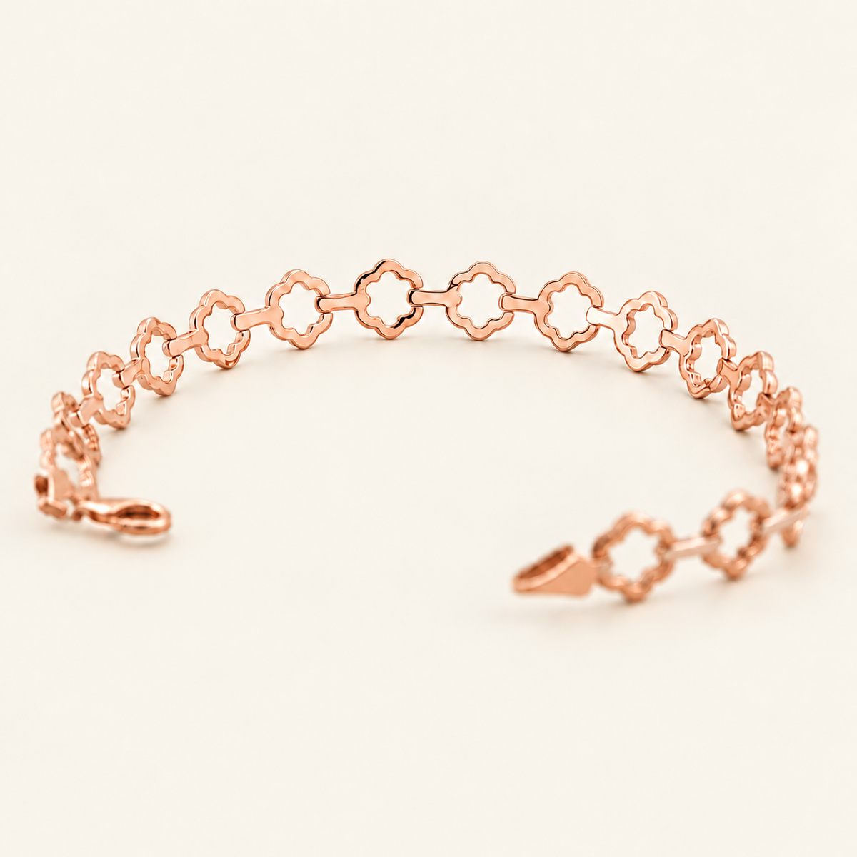 10K Gold Floral-Link Bracelet — Rose Gold