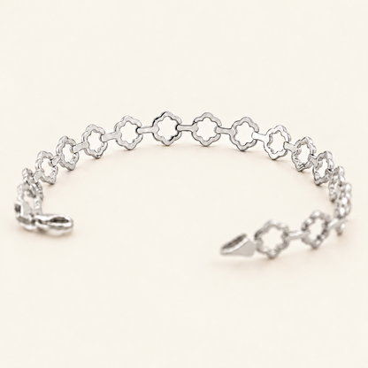 10K Gold Floral-Link Bracelet — White Gold