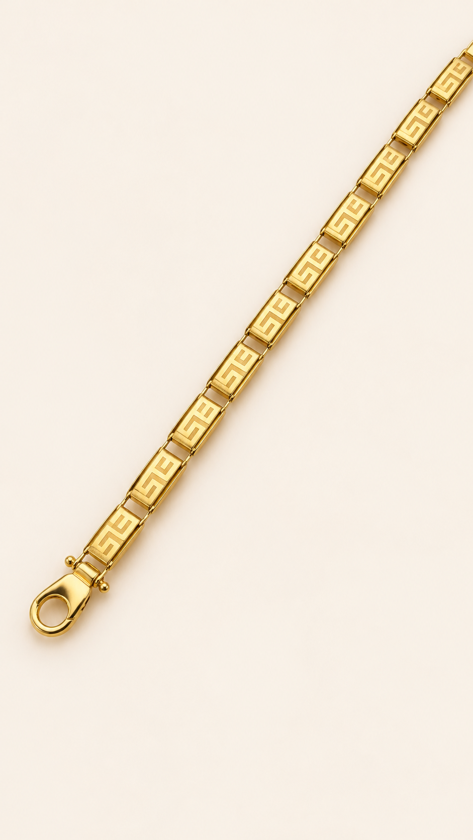 10K Gold Greek-Key Rectangular-Link Bracelet — Yellow Gold