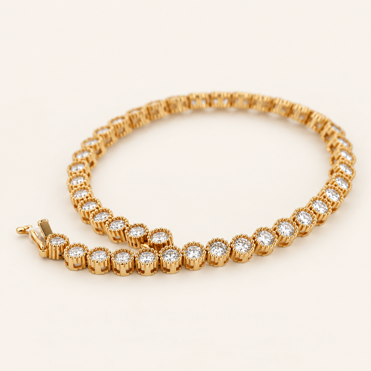 10K Gold Round Stone-Set Tennis Bracelet — view 2