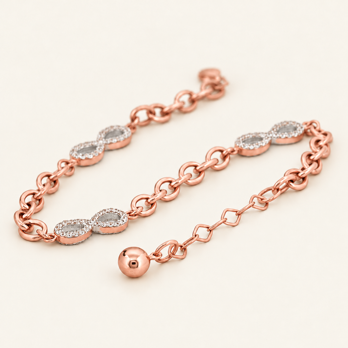 10K Gold Infinity-Link Bracelet — Rose Gold