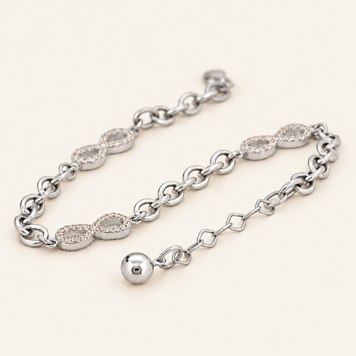 10K Gold Infinity-Link Bracelet — White Gold