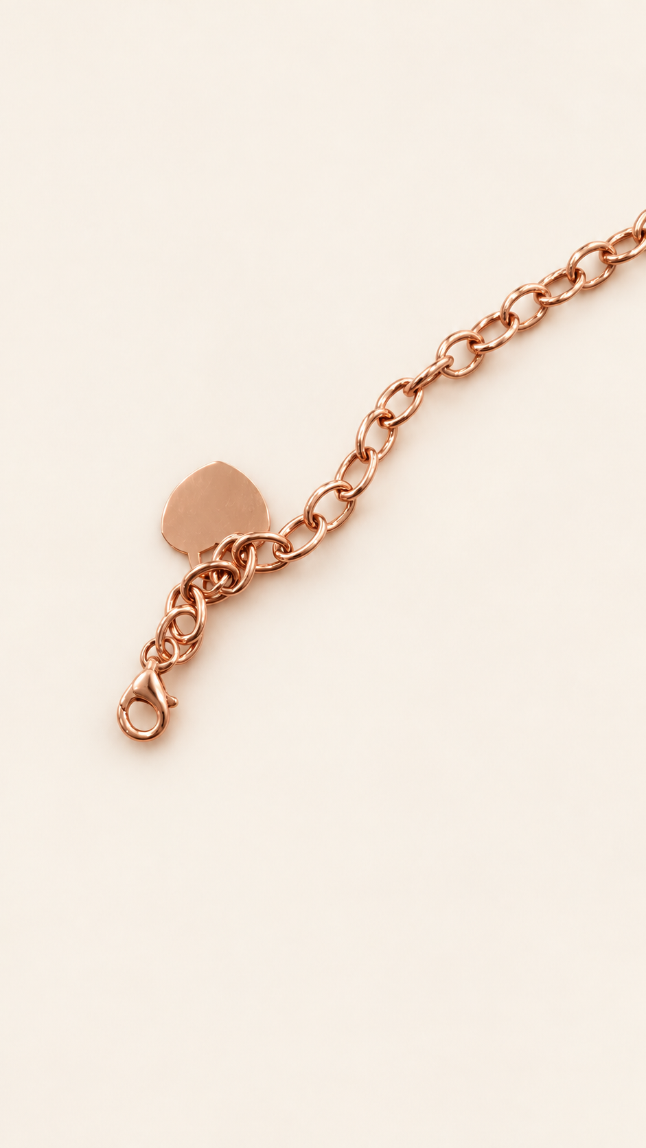 10K Gold Round-Charm Oval-Link Bracelet — Rose Gold