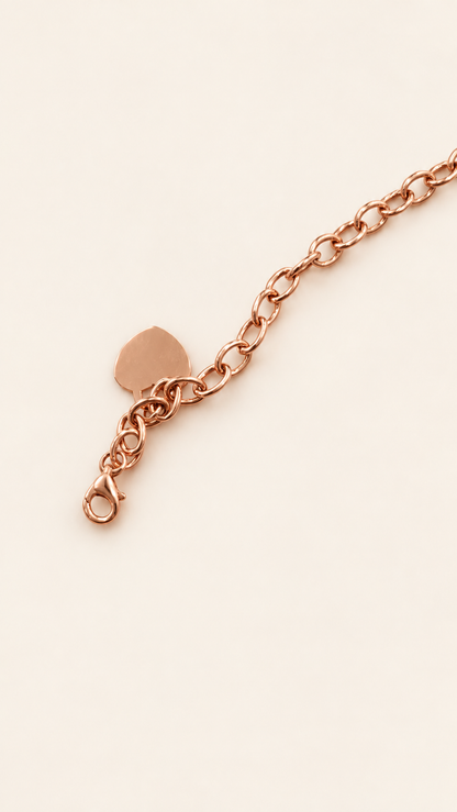10K Gold Round-Charm Oval-Link Bracelet — Rose Gold