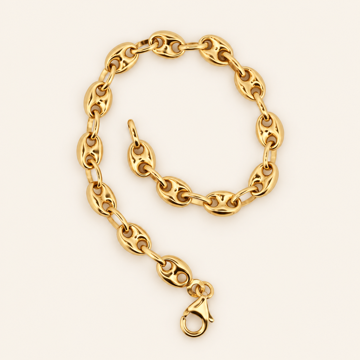 10K Gold Coffee-Bean Link Bracelet — view 2