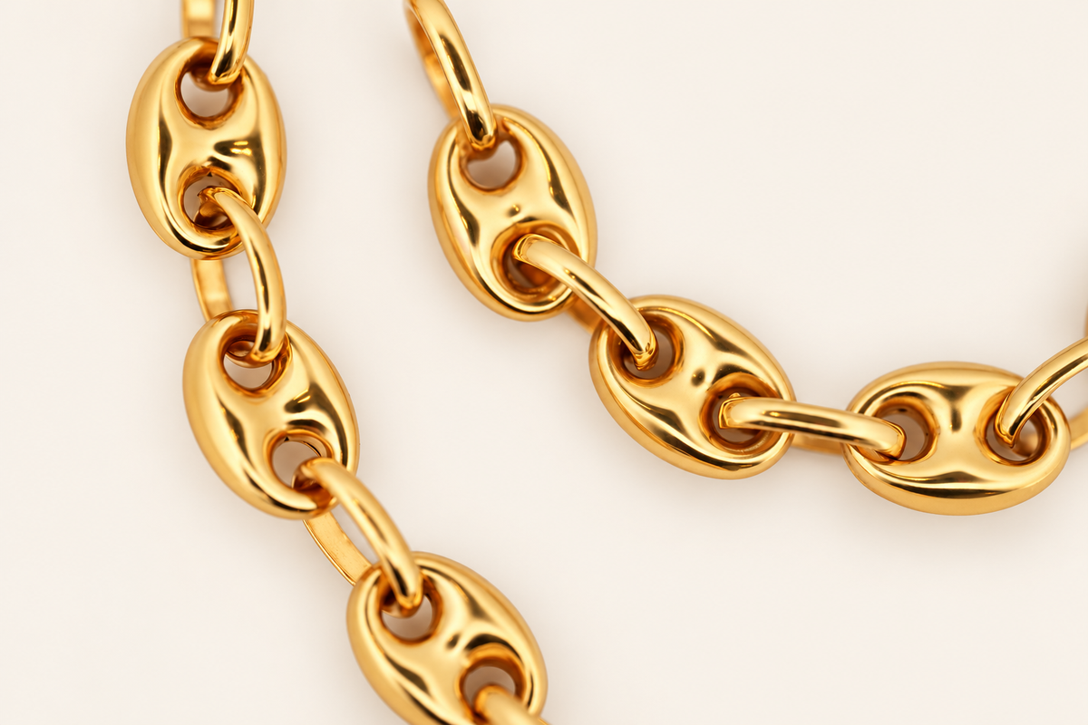10K Gold Coffee-Bean Link Bracelet — view 3