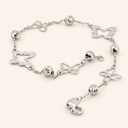 10K Gold Butterfly-and-Bead Bracelet — view 2