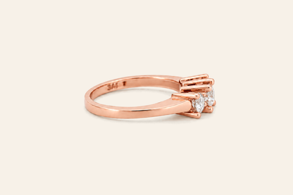 14K Gold Three-Stone Natural Diamond Ring